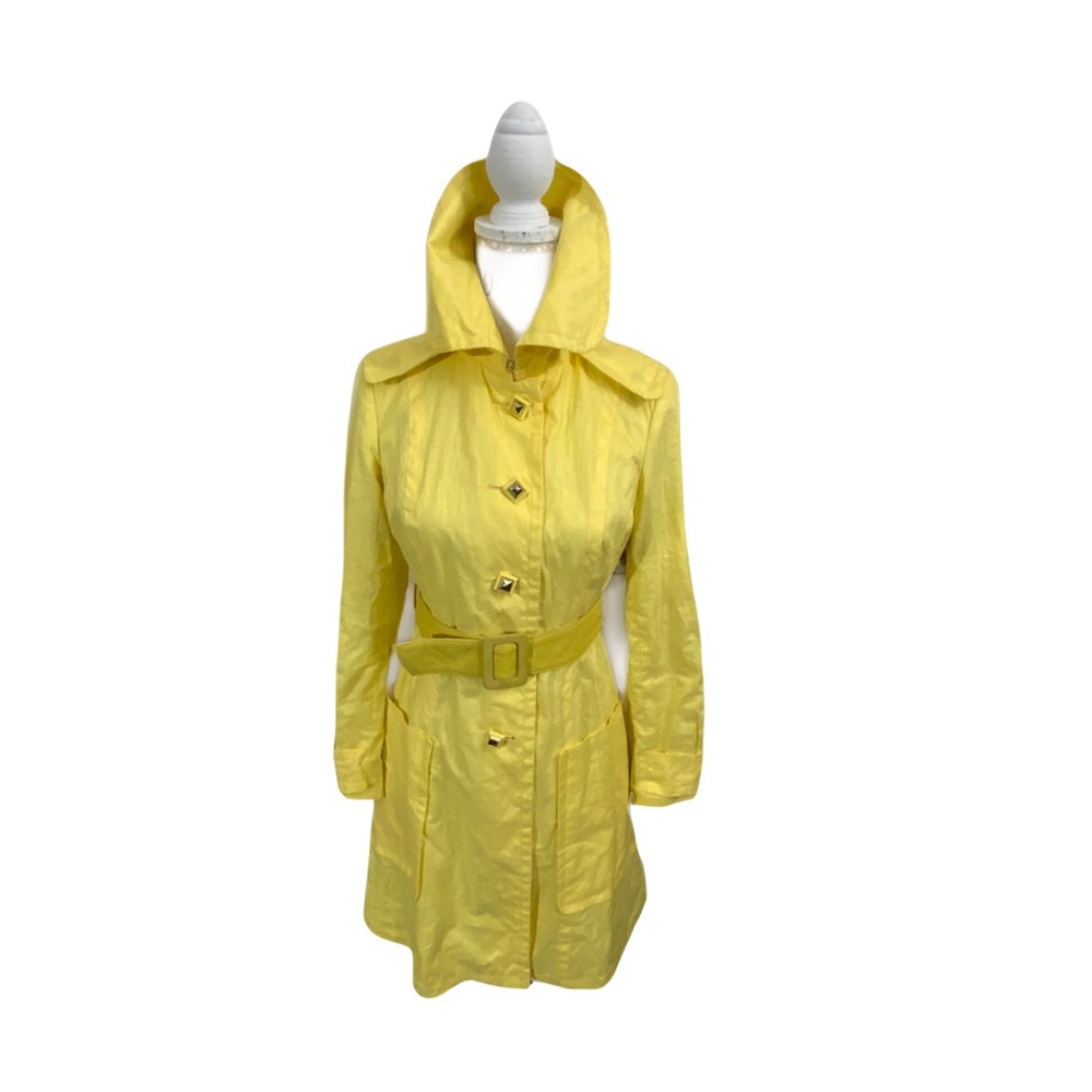 Mackage Yellow Linen Trench Coat With Leather Accents
